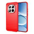 Coque Xiaomi Redmi Note 15 Pro 5G en TPU Brossé - Fibre de Carbone - Rouge