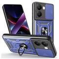 Coque Hybride Xiaomi Redmi Turbo 4/Poco X7 Pro à Anneau Rotatif avec Protection pour Appareil Photo - Bleue