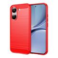 Coque Xiaomi Redmi Turbo 5/Poco X8 Pro en TPU Brossé - Fibre de Carbone - Rouge