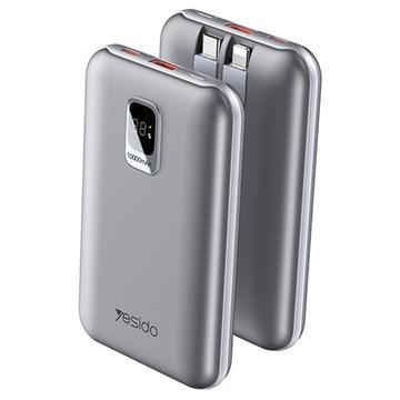 YESIDO YP48 Banque d\'énergie compacte 10000mAh Chargeur portable avec iOS+Câble Type-C