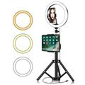 YINGNUOST 26cm Fill Light avec 1.2m Tripod Stand ABS+PC 3 Light Modes Selfie Ring Light for YouTube Video