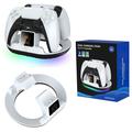YZC-523 Station de recharge double pour manettes PS5/PS5 Edge - Station RGB avec écran OLED - Blanc