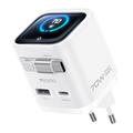 Chargeur rapide Yesido YC123 70W à base de GaN - Écran TFT, 2x USB-C, USB-A, câble USB-C de 70cm - Blanc