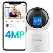 Caméra de sécurité Wi-Fi intelligente Zosi C519M 4MP avec détection de personnes par IA - Blanche