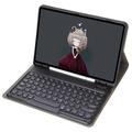 Étui-clavier Bluetooth pour iPad 10.2 pouces (modèles 2019/2020/2021) avec touches rondes et emplacement pour le crayon - Disposition américaine - Noir