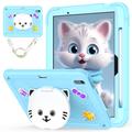 Étui hybride iPad Air 11 2024/2025 avec béquille et chat mignon - Bleu clair