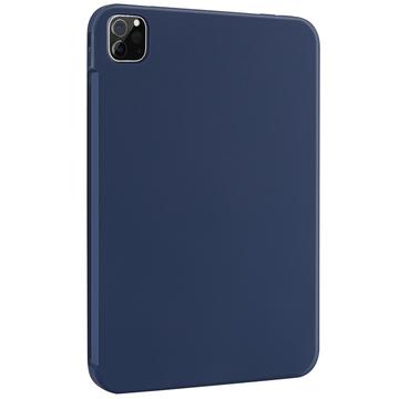 Coque iPad Air 13 (2024)/iPad Pro 12.9 2018/2020/2021/2022 en Silicone Liquide - Bleu Foncé