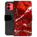Étui Portefeuille Premium iPhone 12 mini - Marbre Rouge