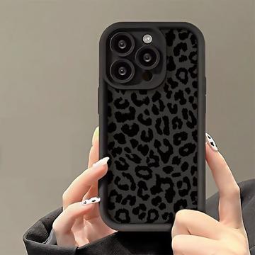 Coque iPhone 12 Pro en TPU à imprimé léopard - Noire