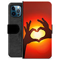 Étui Portefeuille Premium iPhone 12 Pro - Silhouette de Coeur