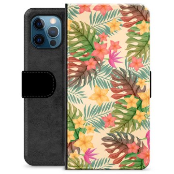 Étui Portefeuille Premium iPhone 12 Pro - Fleurs Roses