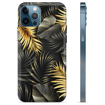 Coque iPhone 12 Pro en TPU - Feuilles Dorées