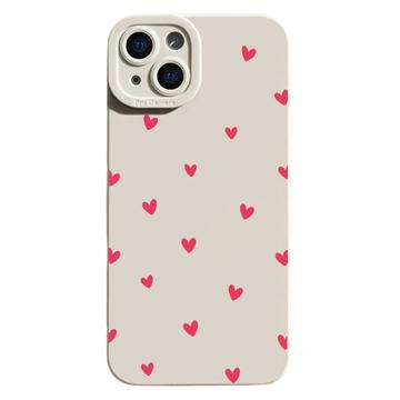 Coque fine iPhone 13 en TPU avec motif cœur - Blanche / Rouge