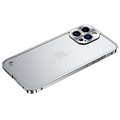 Bumper en Métal iPhone 13 Pro Max avec Dos en Plastique - Argenté