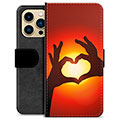 Étui Portefeuille Premium iPhone 13 Pro Max - Silhouette de Coeur