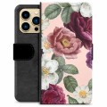 Étui Portefeuille Premium iPhone 13 Pro Max - Fleurs Romantiques