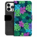 Étui Portefeuille Premium iPhone 13 Pro - Fleurs Tropicales