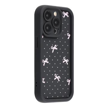 Coque TPU antichoc iPhone 13 Pro avec bords surélevés - Noire / Noeud à pois