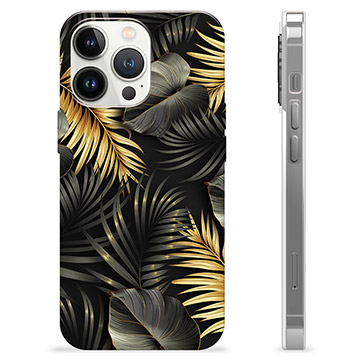 Coque iPhone 13 Pro en TPU - Feuilles Dorées