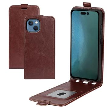 Étui à Rabat Vertical iPhone 14 Plus avec Porte-Cartes - Marron