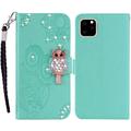 Etui iPhone 14 Hibou Strass - Cyan