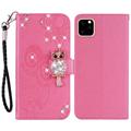 Etui iPhone 14 Hibou Strass - Rose Vif