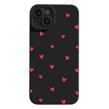 Coque fine iPhone 14 Plus en TPU avec motif cœur - Noire / Rouge
