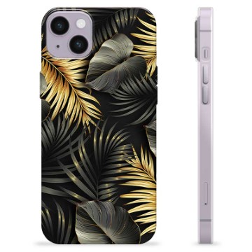 Coque iPhone 14 Plus en TPU - Feuilles Dorées