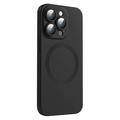 iPhone 14 Pro Liquid Silicone Case avec protection de l'objectif de l'appareil photo - Compatible Magsafe - Noir