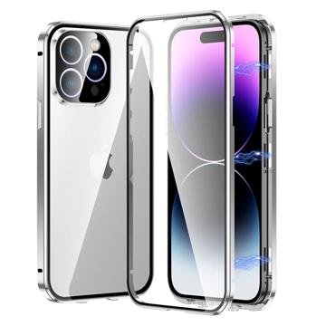 Coque Magnétique iPhone 14 Pro avec Verre Trempé - Argenté