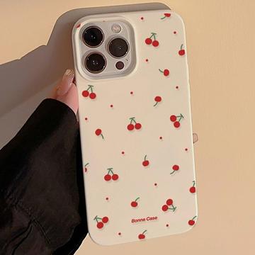 Coque iPhone 14 Pro Max en TPU à motif cerise - Blanche