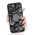 Coque hybride iPhone 14 Pro Max à motif de roses vintage - Compatible MagSafe - Noire