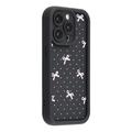 Coque TPU antichoc iPhone 14 Pro avec bords surélevés - Noire / Noeud à pois