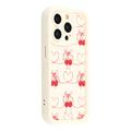 Coque TPU antichoc élégante iPhone 14 Pro avec bords relevés - Blanche / Cerises à nœud