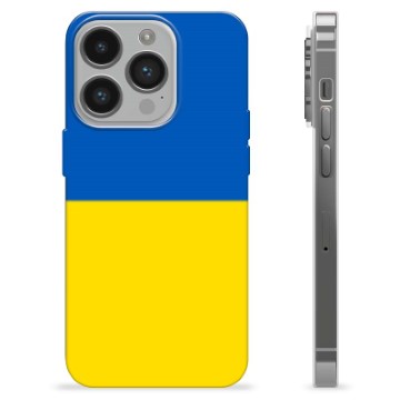 Coque iPhone 14 Pro en TPU Drapeau Ukraine - Jaune et bleu clair