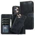 Étui portefeuille 2-en-1 vintage iPhone 14 Pro avec couvercle amovible - Noir