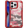 Coque Hybride iPhone 15 Antichoc - Camouflage - Rouge