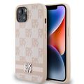 Coque pour iPhone 15 DKNY Checkered Pattern and Stripe - Rose