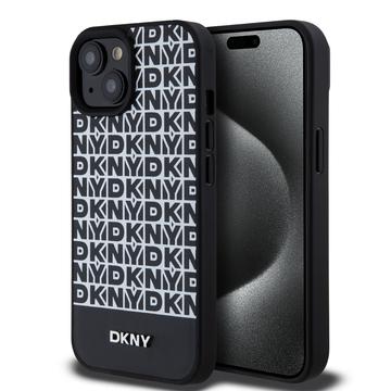 Coque iPhone 15 DKNY Repeat Pattern Bottom Stripe - Compatible MagSafe - Noir