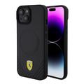 Coque iPhone 15 Ferrari Carbon Metal Logo Mag - Noire