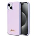 Coque hybride iPhone 15 Guess Iridescent Metal Script - Violete