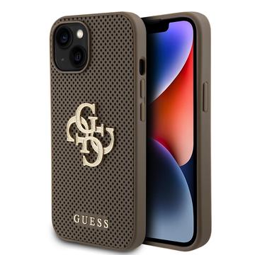 Coque iPhone 15 Guess Perforated 4G Glitter Logo Case - Taupe