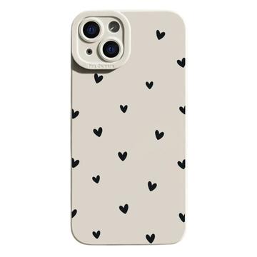 Coque fine iPhone 15 en TPU avec motif cœur - Blanche / Noire