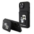 Coque iPhone 15 Karl Lagerfeld Saffiano Card Slot Stand Karl & Choupette - Noir