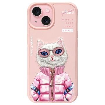 Coque chat iPhone 15 Nimmy Friends Cool&Cute 2.0 - Rose