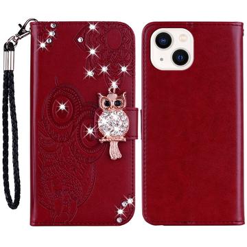 Etui iPhone 15 Plus Owl Rhinestone - Rouge