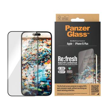 Protection d\'écran PanzerGlass Re:fresh pour iPhone 15 Plus avec EasyAligner - Bordure noire