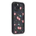 Coque TPU antichoc élégante iPhone 15 Plus avec bords relevés - Noire / Cerises
