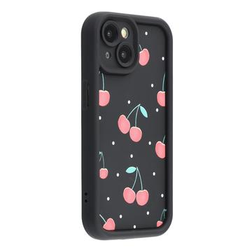  Coque TPU antichoc élégante iPhone 15 Plus avec bords relevés - Noire / Cerises