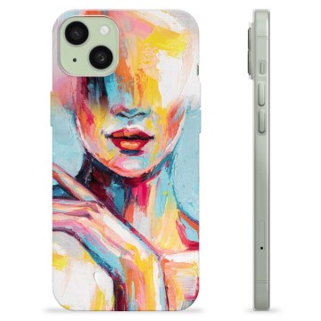 Coque iPhone 15 Plus en TPU - Portrait Abstrait